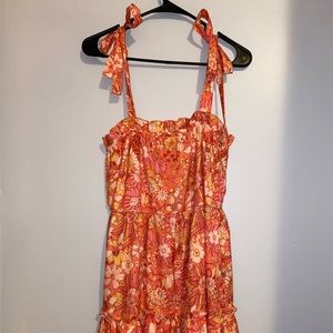 Orange Floral Dress with bow straps